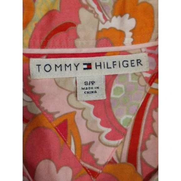 Tommy Hilfiger Pink Floral Paisley Psychedelic Cotton Button Down Shirt Small - Picture 15 of 16